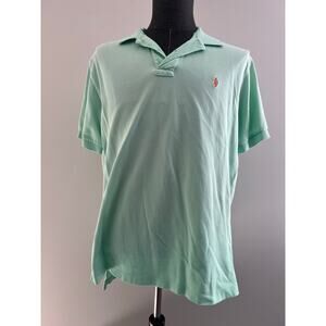 Polo Ralph Lauren 100% Pique Cotton Collared Shirt Mint Green Pink Size Large SG